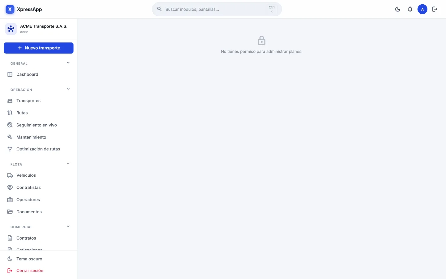 Módulo Seguridad y suscripciones en la consola de XpressApp